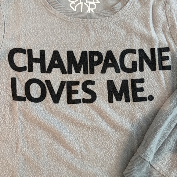 Chaser "Champagne Loves Me." Pullover Top Women's Cozy Sweatshirt Size M - Picture 6 of 8